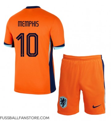 Niederlande Memphis Depay #10 Replik Heimtrikot Kinder EM 2024 Kurzarm (+ Kurze Hosen)